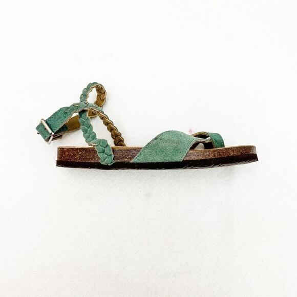 Muk Luks Braided Strap Sandals Green/Blue Suede Leather Sandal Size 8 - Picture 5 of 5